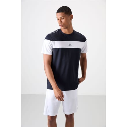 Heren T-shirt met kleurblok en ronde hals