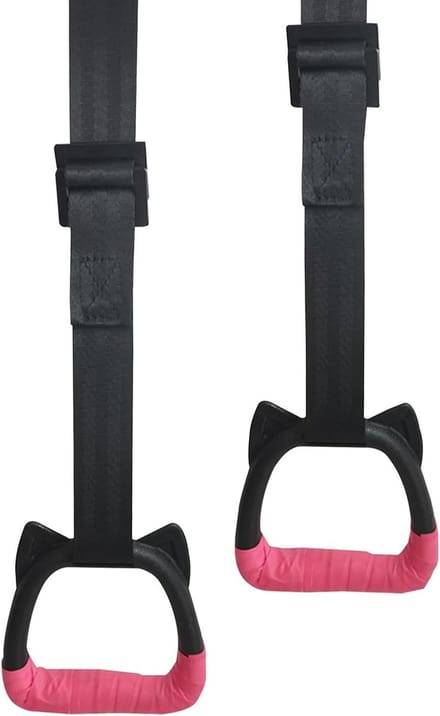 Turnringen Kinderen - Klimringen Set - Lichaamstraining Thuis - Antislip Nylon Handvat - 200 kg Capaciteit - Roze