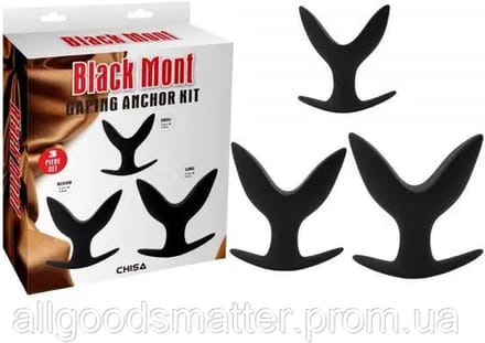 Black Mont - Gaping Anchor Kit - Anker Buttplug Set - 3 stuks - Zwart