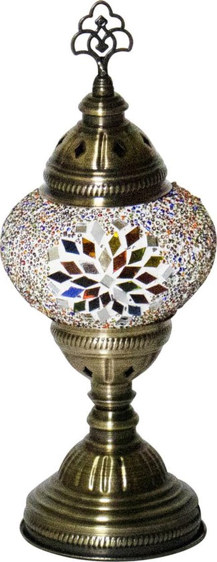 Oosterse lamp - mozaiek tafellamp 30cm - E14 fitting - koperkleurig - handgemaakt