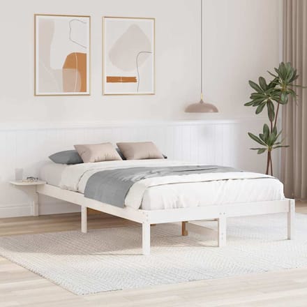 vidaXL - Bedframe - Wit - 140 - x - 190 - cm - Massief - grenenhout