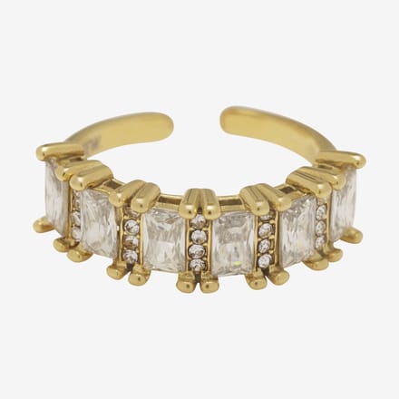 Essenza Mix White Stones Ring Gold