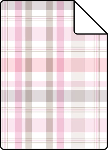 Proefstaal ESTAhome behang ruiten licht roze - 26.5 x 21 cm - 138824-S