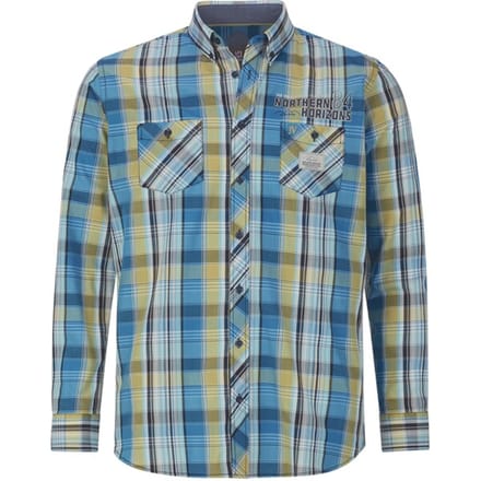 Jan Vanderstorm herren Overhemd - 45/46 - blauw - Plus Size