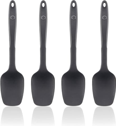 Flexlepel S 4-delige set, premium siliconen, hittebestendig, vaatwasmachinebestendig, kleur: antraciet