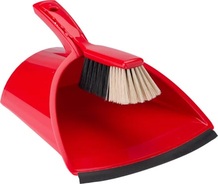 Stoffer & Blik met Grote Opvangbak - Rood