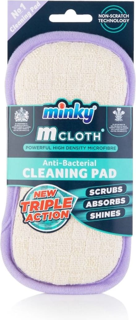 Minky - Schoonmaakpad Triple Action Anti-Bacterieel - Polyester - Paars
