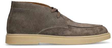 Manfield - Heren - Grijze suède veterschoenen - Maat 41
