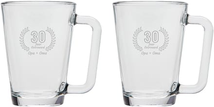Gegraveerde set Theeglazen 26cl Opa + Oma 30 jaar getrouwd