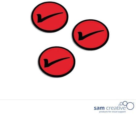 Sam Creative Whiteboard Magneten - Vinkje - 3x3 cm - Rood - 25 stuks