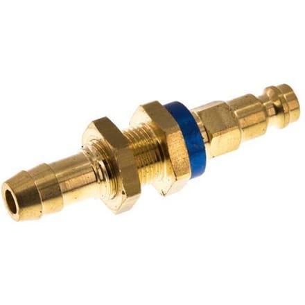 Messing DN 5 Blauw-Coded Luchtkoppeling Insteeknippel 9 mm Slangpilaar Schotkoppeling