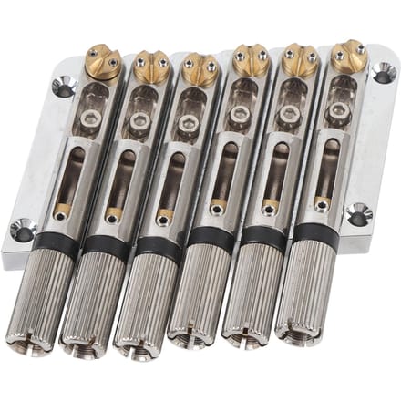 6-Snarige Headless Gitaarbrug Schuine Fretzadel Brug Vervanging voor Elektrische Gitaren Zilver black