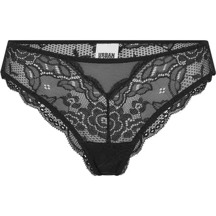Urban Classics - Allover Lace Brazilian 2-Pack Slip set - XS - Zwart/Zwart