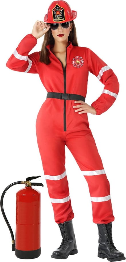 Brandweervrouw Kostuum Rood - Maat XL
