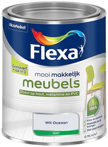Flexa - Mooi Makkelijk Meubels Mat - Wit Oceaan - Mengverf - 750 Ml