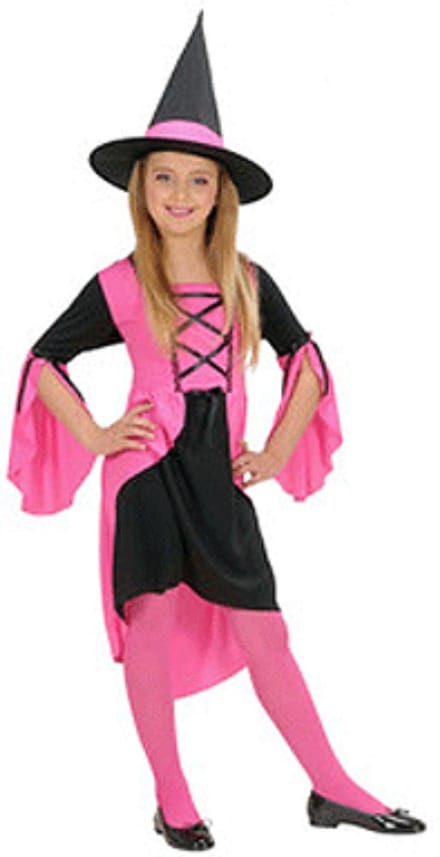 Widmann Heksenjurk kinderen roze - jurk en hoed - Halloween - Carnaval 128