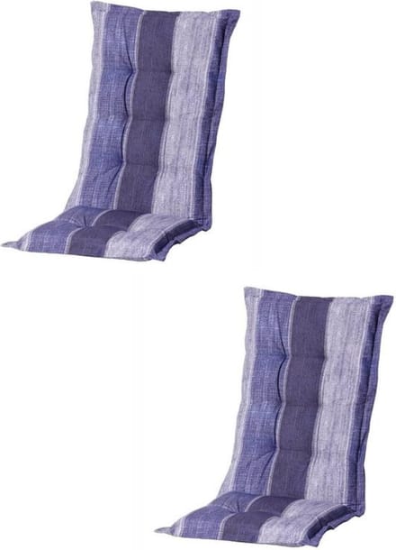 Madison - Tuinkussen - Hoge Rug - 2 st - Denim Stripe Blue - 123x50cm