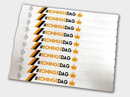 Tyvek Polsbandjes | Koningsdag Wit | 100 Stuks
