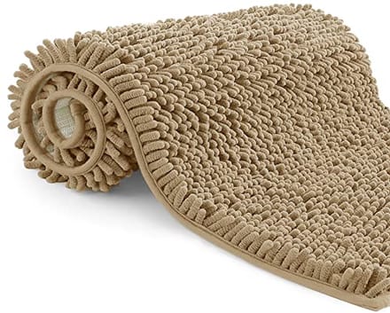 Zachte Antislip Badmat 40x60cm - Langharige Badkamerkleed in Khaki
