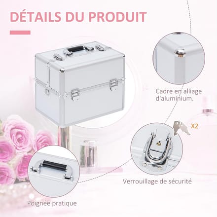 3-Tier Make-Up Koffer met Sleutels - Professionele Cosmetica Organizer - 36,5 x 24 x 29 cm