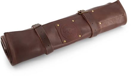 Witloft Messentas met 9 vakken - Buffelleer - Oprolbare messenrol / messenmap - Draagbaar met band - Chocolat