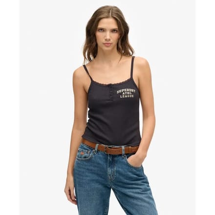 Superdry - Athletic Essentials camitop met knopen en print - Dames - Vesten
