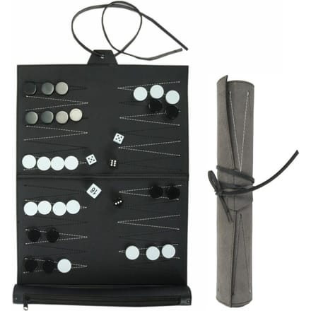 Backgammon Portable avec Plateau d'Échecs en Cuir PU Plateau de Backgammon Pliable Cadeaux de Voyage gray
