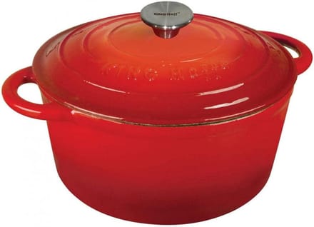 Gietijzeren pan met deksel 20 cm 2,4 liter - dubbel geëmailleerd