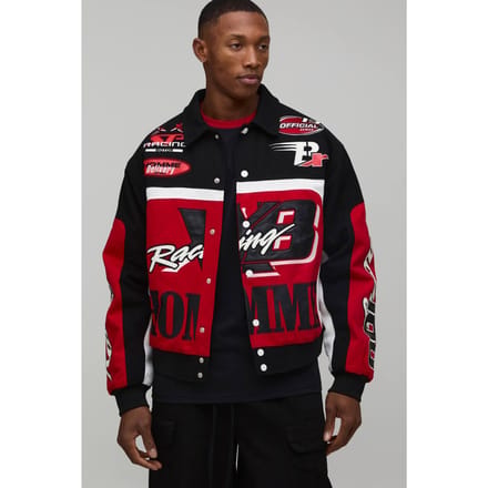 Twill Homme Moto Bomber Jacket | Black | Size Medium