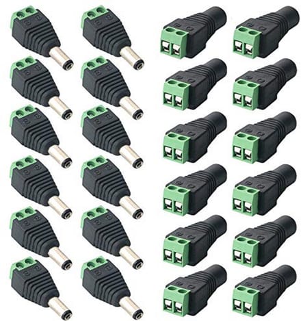 12 Paar 5,5 x 2,1 mm DC Stekkerverbinders voor 12V/24V Power Adapters