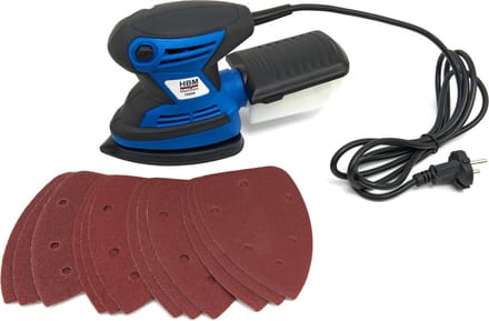 HBM 200 Watt. Multifunctionele Handpalm Schuurmachine Inclusief 12 Schuurvellen