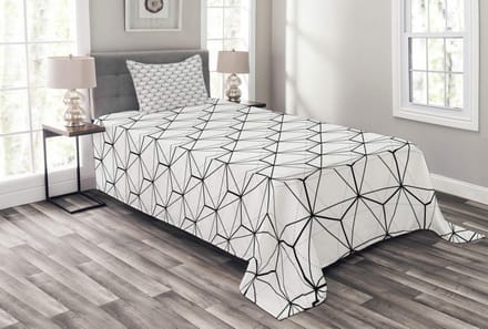 ABAKUHAUS Geometrische bedsprei Set – 170x220 cm – Zwart/Wit