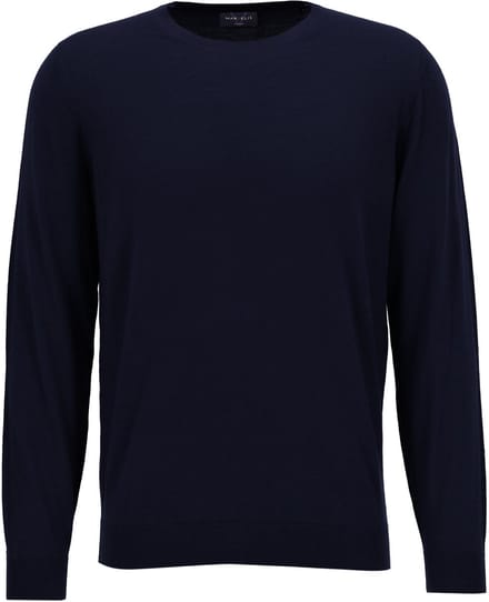 MARVELIS heren trui wol - O-hals - donkerblauw