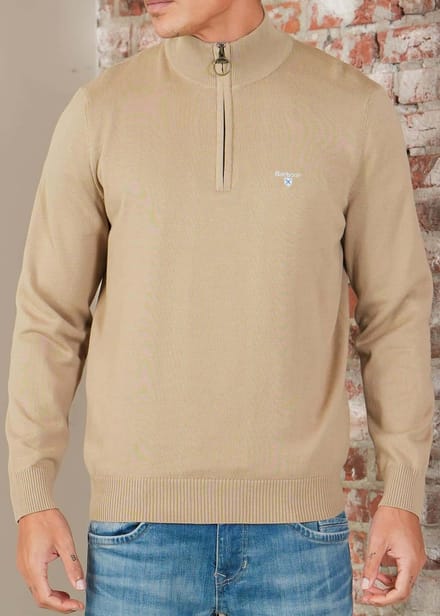 Barbour Barbour lingwood compact cotton half zip sweater - washed stone