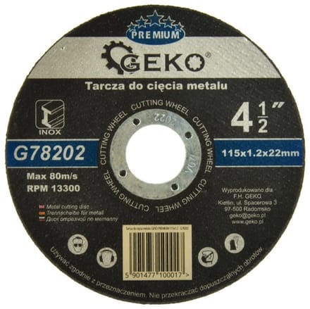 GEKO Metaalschijf - Corundum - Versterkt - 115 mm - 1,2 mm dikte - 10 stuks