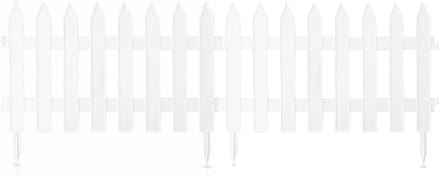 Prosperplast Tuinhekjes - 21x stuks - kunststof - 960 cm - wit - borderrand - tuinafscheiding