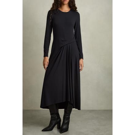 Reiss Ruched Plain Midi Navy Taglia: 8 | Abiti Midi Outlet | Donna | Blu