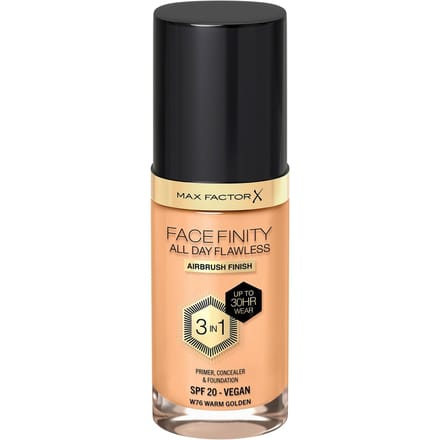 Max Factor Facefinity All Day Flawless 3 in 1 Vegan Foundation 30ml (Various Shades) - W76 - WARM GOLDEN