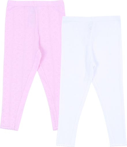 2x Ajour Leggings Roze en Wit