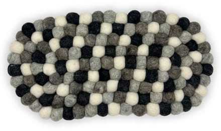Felt Ball Oval Centre Mat - 38x18cm Multi Grey Colour