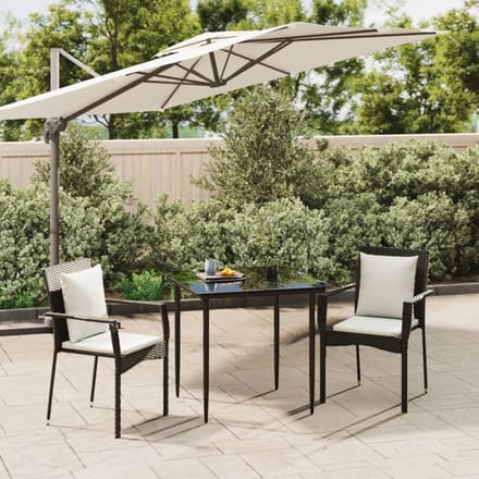 vidaXL - 3-delige - Tuinset - met - kussens - poly - rattan - zwart