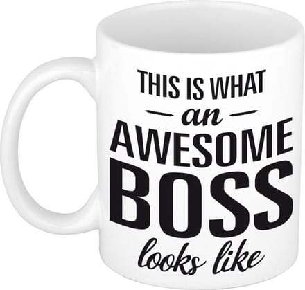 This is what an awesome boss looks like - tekst cadeau koffiemok - De Baas beker - 300 ml - wit