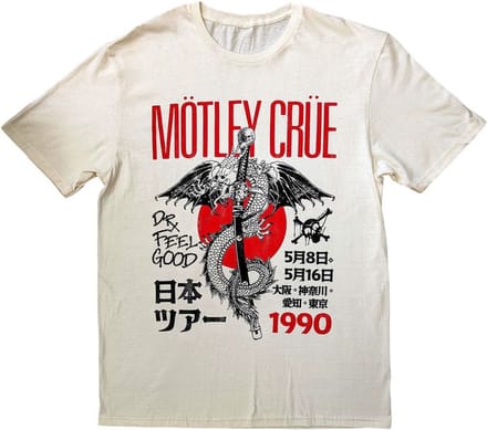 Motley Crue - Dr. Feelgood Japanese Tour '90 Heren Tshirt - S - Creme