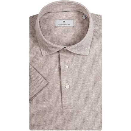 Thomas Maine Polo Texture Cotton Knit Jersey Short Sleeve Two-Tone Zand / male
