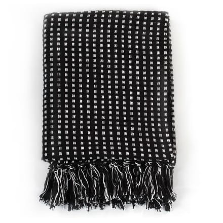 vidaXL - Plaid - vierkanten - 220x250 - cm - katoen - zwart