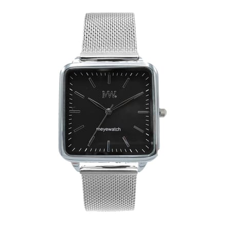 MW Horloge Square Silver mesh black dial