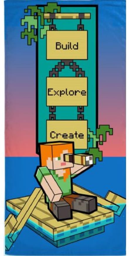 Minecraft strandlaken Build extra absorberend 70 x 140 cm - katoen