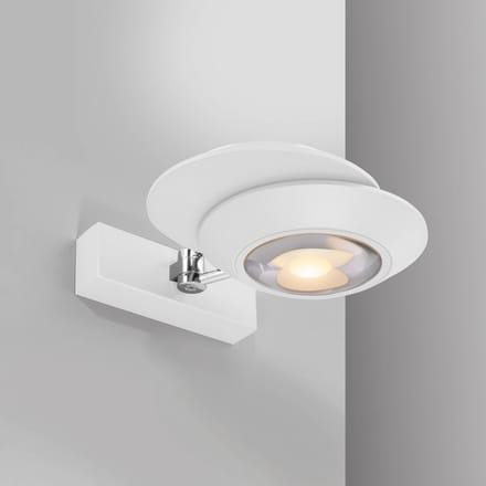 PURE LED wandlamp Oculis, wit, 30 cm, ijzer/glas, 2-lamps.