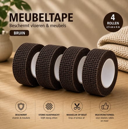 Meubeltape - Bruin - 2,5 cm x 4 m - 4 rollen