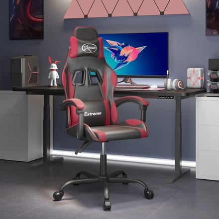 vidaXL - Gamestoel - kunstleer - zwart - en - wijnrood